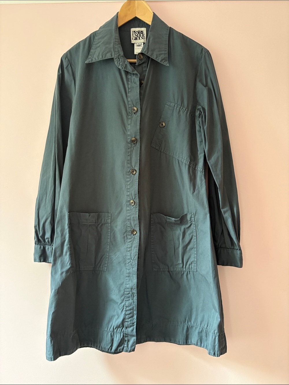 Prairie Underground Dark Teal Gray Utility Button-Front dress S